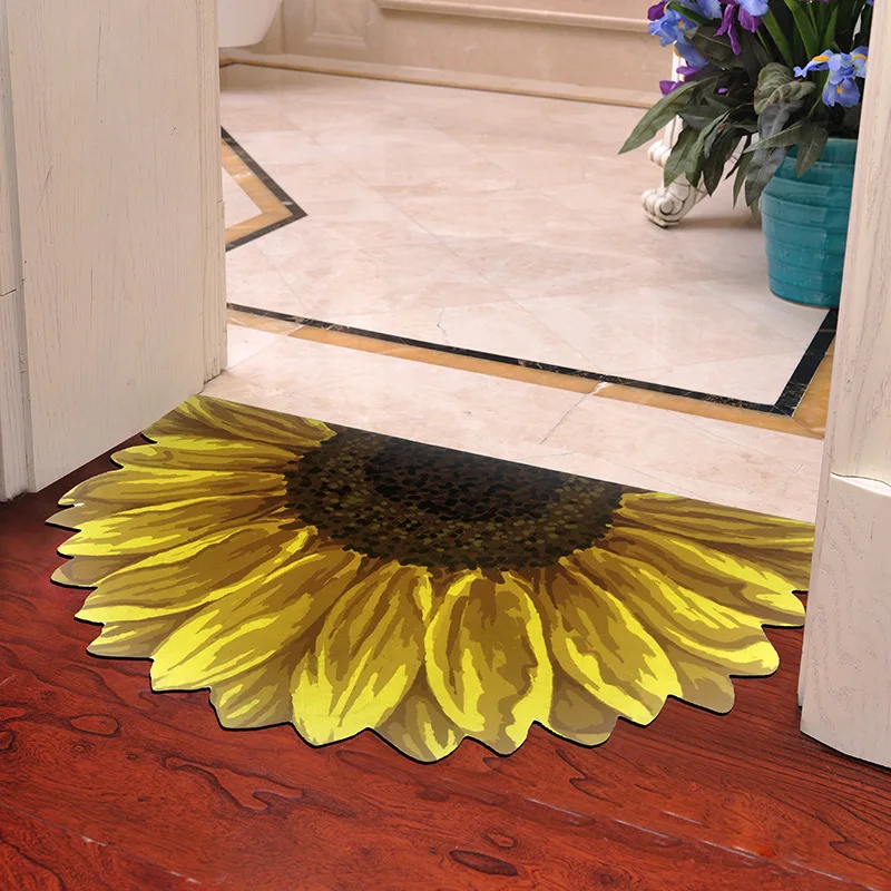 

Customizable Bath Mats Hygroscopic Flowers Shape Creative Anti Skid 58*88CM Household Toilet Kitchen Decoration Rubber Cushion