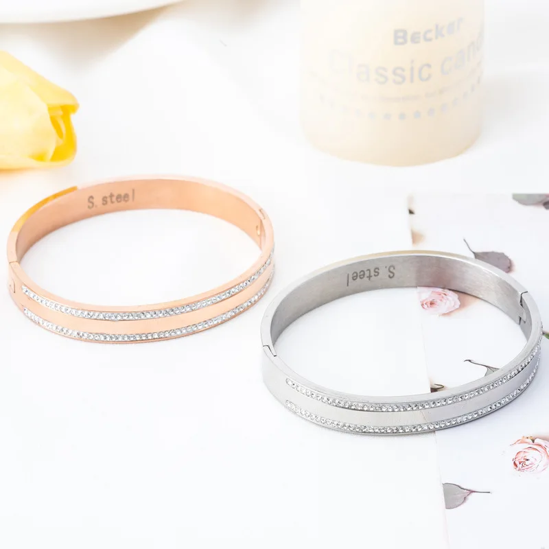 Kpop Новый металлический браслет из нержавеющей стали три вида цвета дизайн сбоку