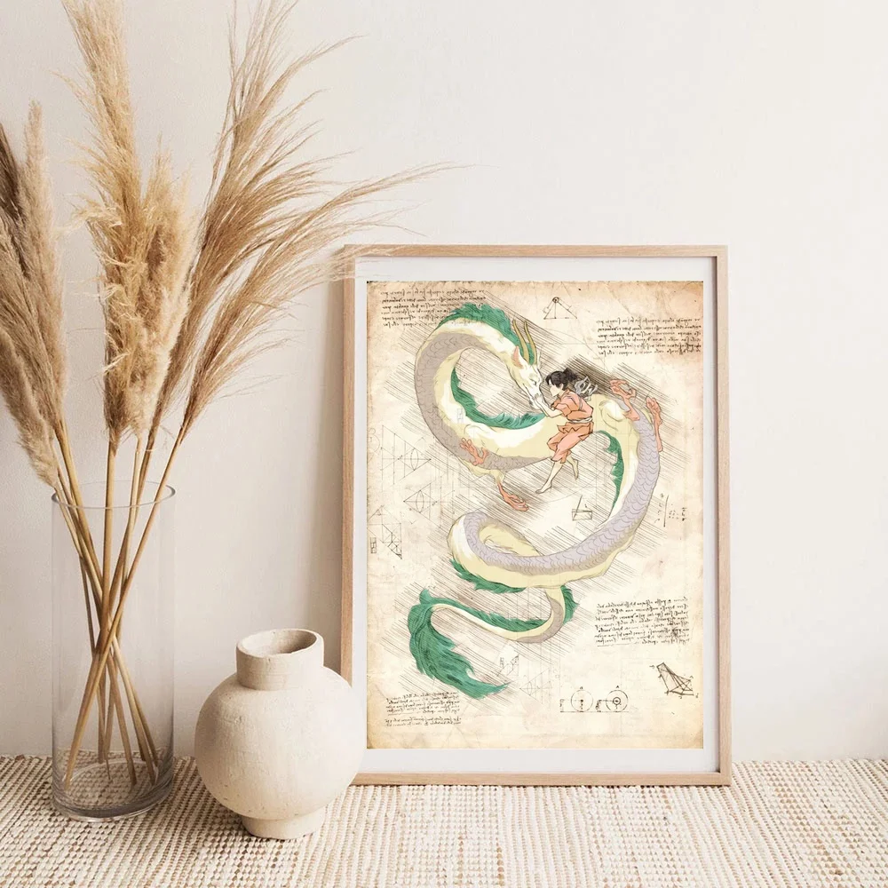 

Картина на холсте из японских классических фильмов Chihiro и Haku, картина в спальне