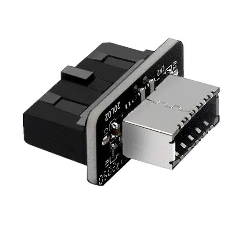 

Черный USB-адаптер для подключения USB3.0 19P/20P к фото 90 градусов