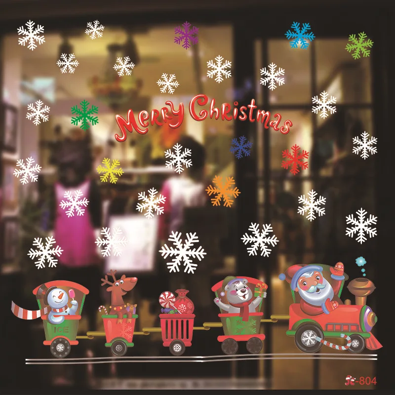 White Snowflake Christmas Glass Window Stickers Electrostatic Decoration Shopwinders Picture | Дом и сад