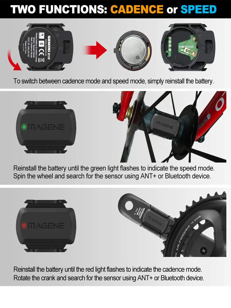 MAGENE S3+ Speed Sensor Cadence Ant+ Bluetooth for Strava GarminBryton bike Bicycle Computer | Спорт и развлечения