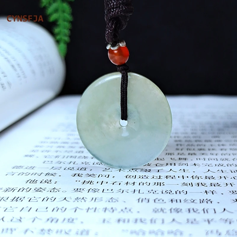 

CYNSFJA New Real Certified Natural Grade A Emerald Jade Charms Lucky Amulets Peace Buckle Jade Pendant High Quality Best Gifts