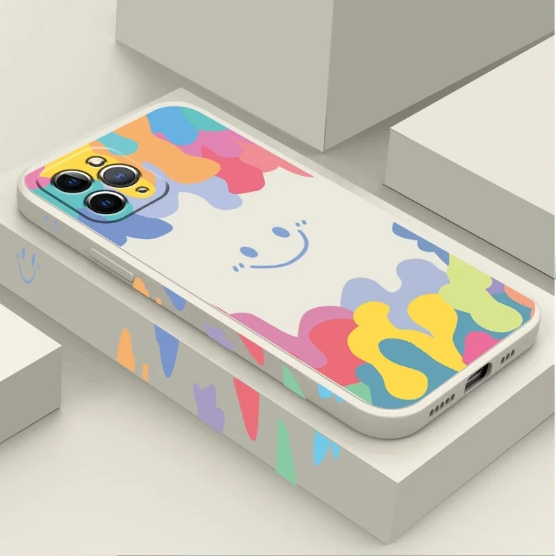 

Luxury Graffiti Square Phonoe Case For iPhone 13 12 ProMax Mini 11 XS Max XR 8 7 6 6s Plus SE2020 Silicon Soft Bumper Back Cover