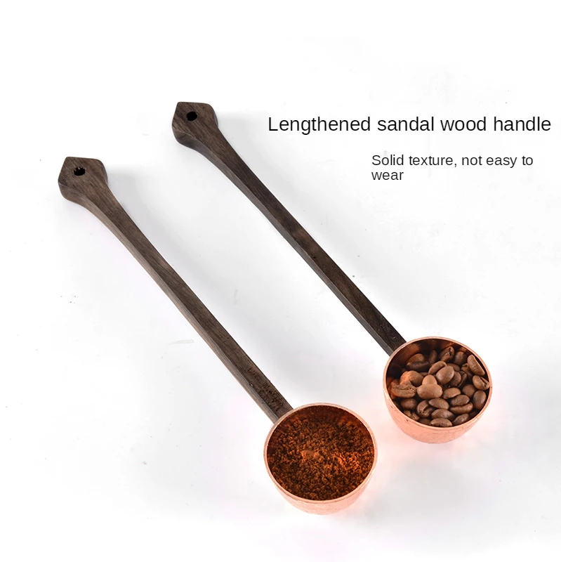 Cuchara de caf&eacute; en polvo de cobre, cuchara de madera maciza, 10g, cuchara dosificadora, electrodom&eacute;sticos de caf&eacute;, cuchara de calavera-1