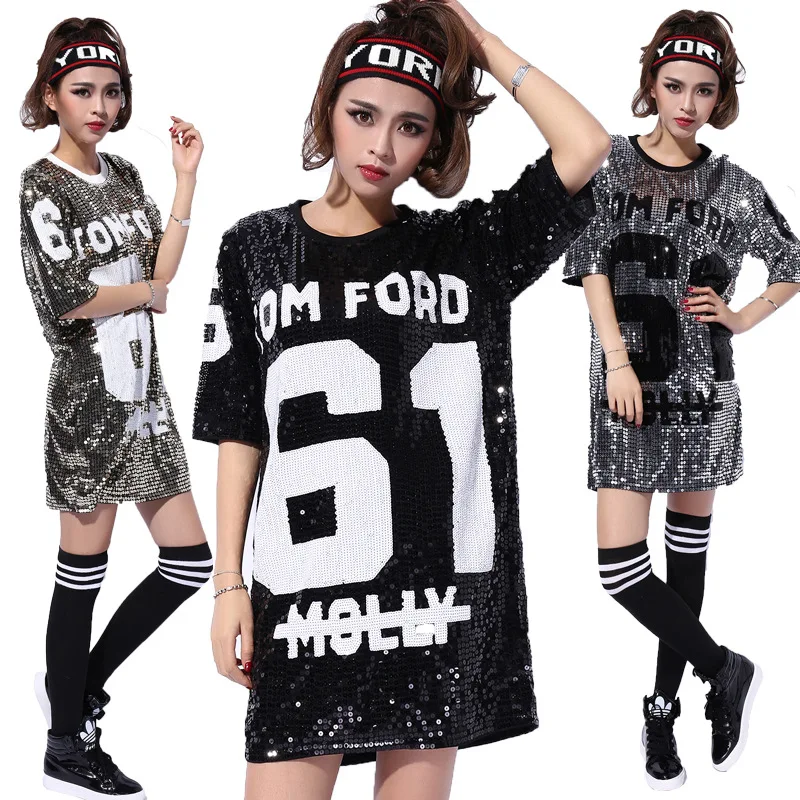 Casual Nightclub DS Costumes Jazz Hip Hop street Dance Tops T-shirts for Women Singer Stage Performance Loose |