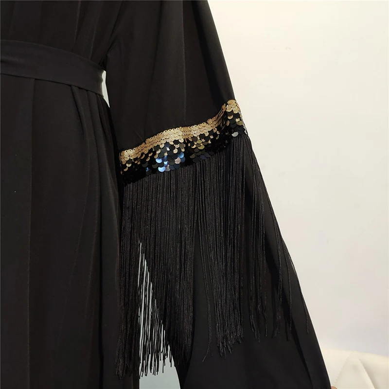 Размера плюс со скидкой длинное кимоно Mujer Абая мусульманских женщин блесток