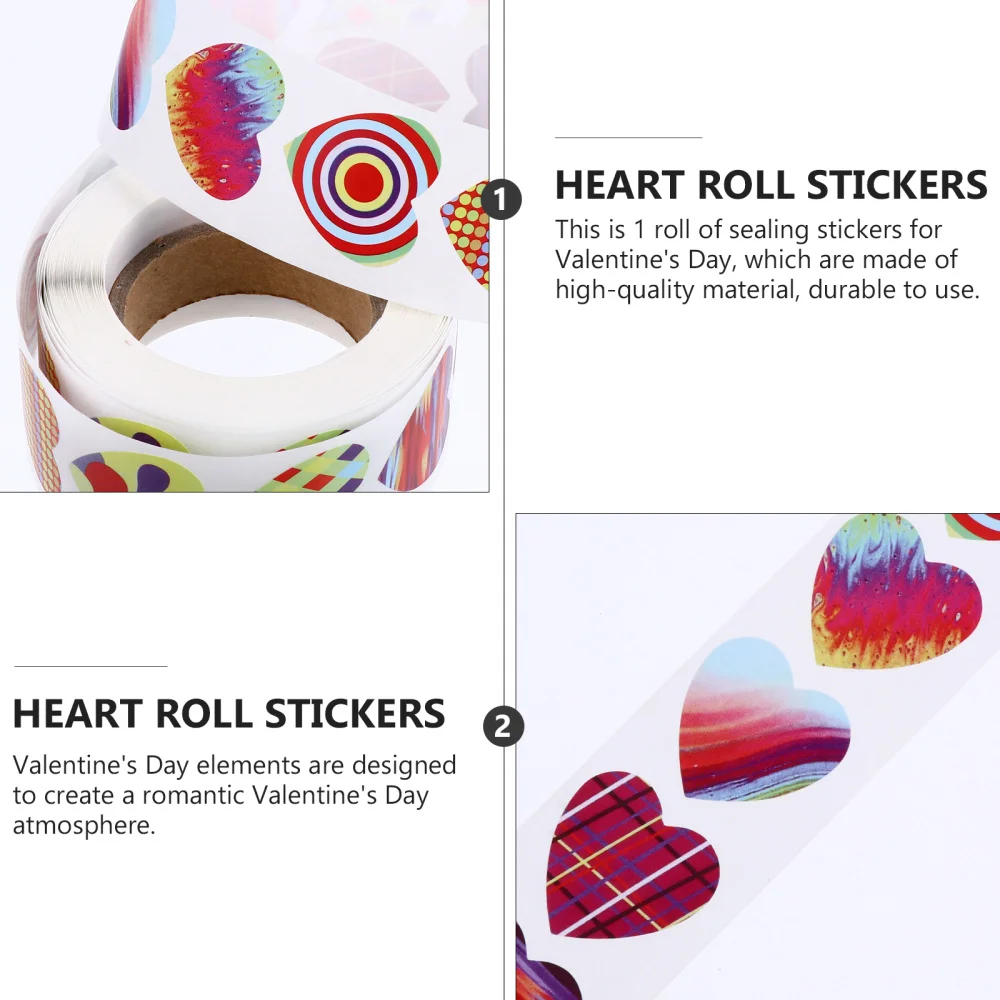 

1 Roll Heart Shaped Self-adhesive Label Stickers Valentine's Day Stickers