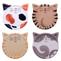 1 set 4pcs heat insulation placemats table cute cartoon cat pattern coaster cup pads ceramic table tea mats kitchen accessories