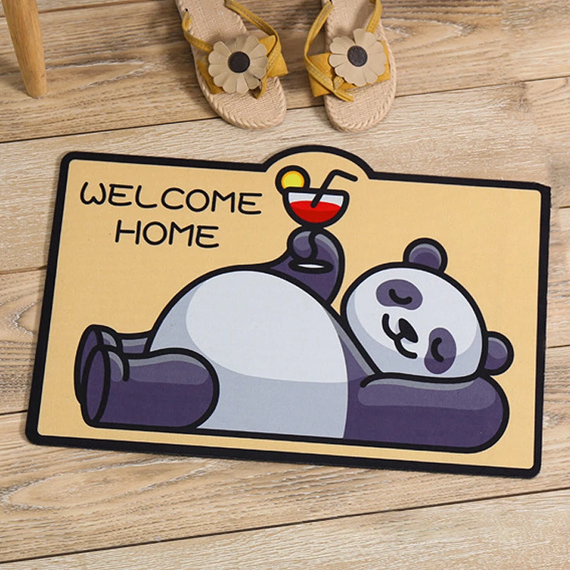 

Fun Cartoon Welcome Entrance Door Mat Non-slip Bathroom Kitchen Hallway Living Room Floor Rugs,Dirt-Resistant Machine Washable