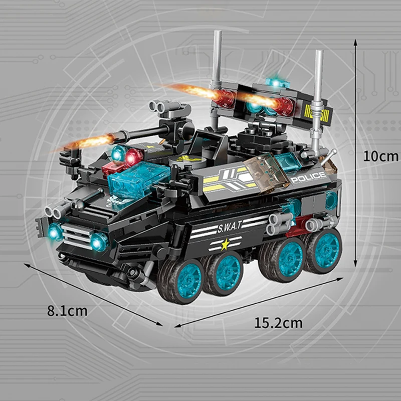 8 в 1 Набор строительных блоков военный технический боевой танк пистолет