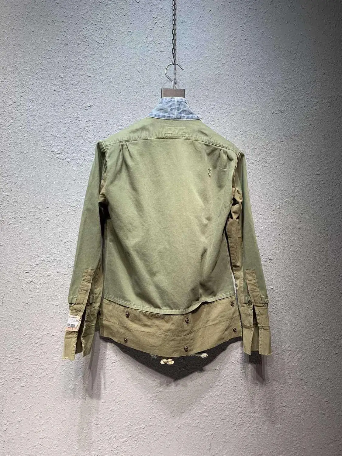 Мужской джинсовый кардиган в стиле пэчворк|Повседневные рубашки| |