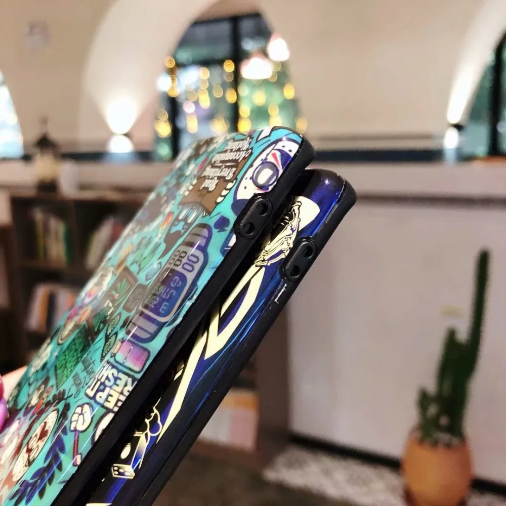 Мультяшный чехол Note 9 для Samsung Galaxy 10 Plus 8 мягкий с синим светом из ТПУ IMD задняя