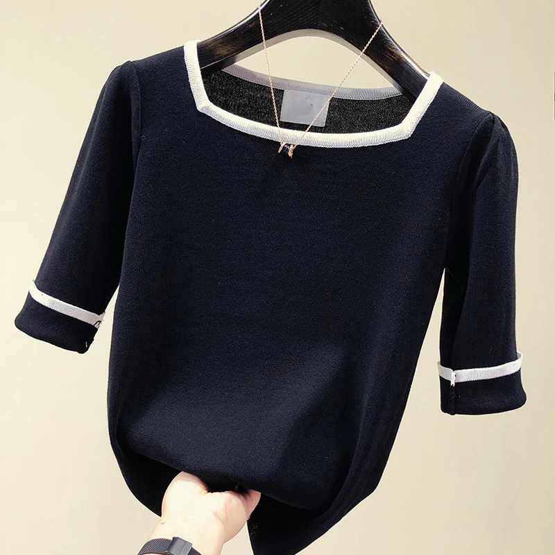 Блузка женская шифоновая с коротким рукавом модный топ однотонная элегантная