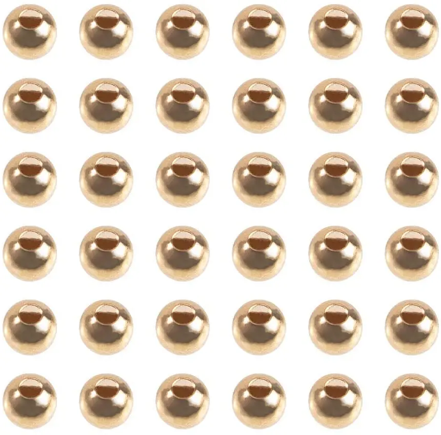 

Металлические бусины-разделители, круглые латунные круглые бусины-разделители с покрытием из 18-каратного золота, 1000 шт., 4 мм, металлические ...