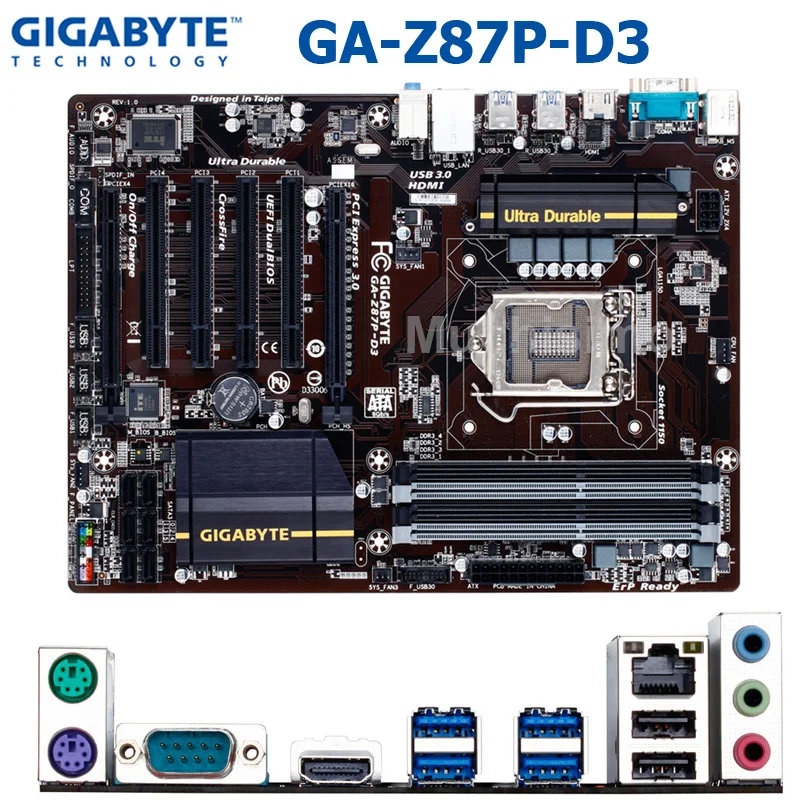 Для Gigabyte GA-Z87P-D3 рабочего Материнская плата Z87P-D3 Z87 LGA 1150 Z87P i3 i5 i7 DDR3 32G блок питания ATX материнская плата Восстановленное