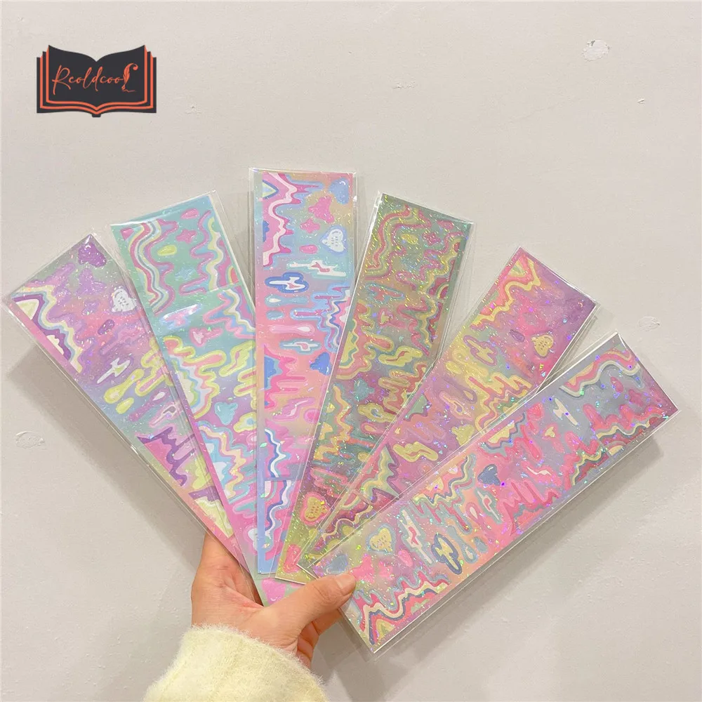 

Blingbling Wave Sticker Gradient Color Laser Sticker Decorative Sequin DIY Scrapbook Handbook Album Korean Stationery Sticker