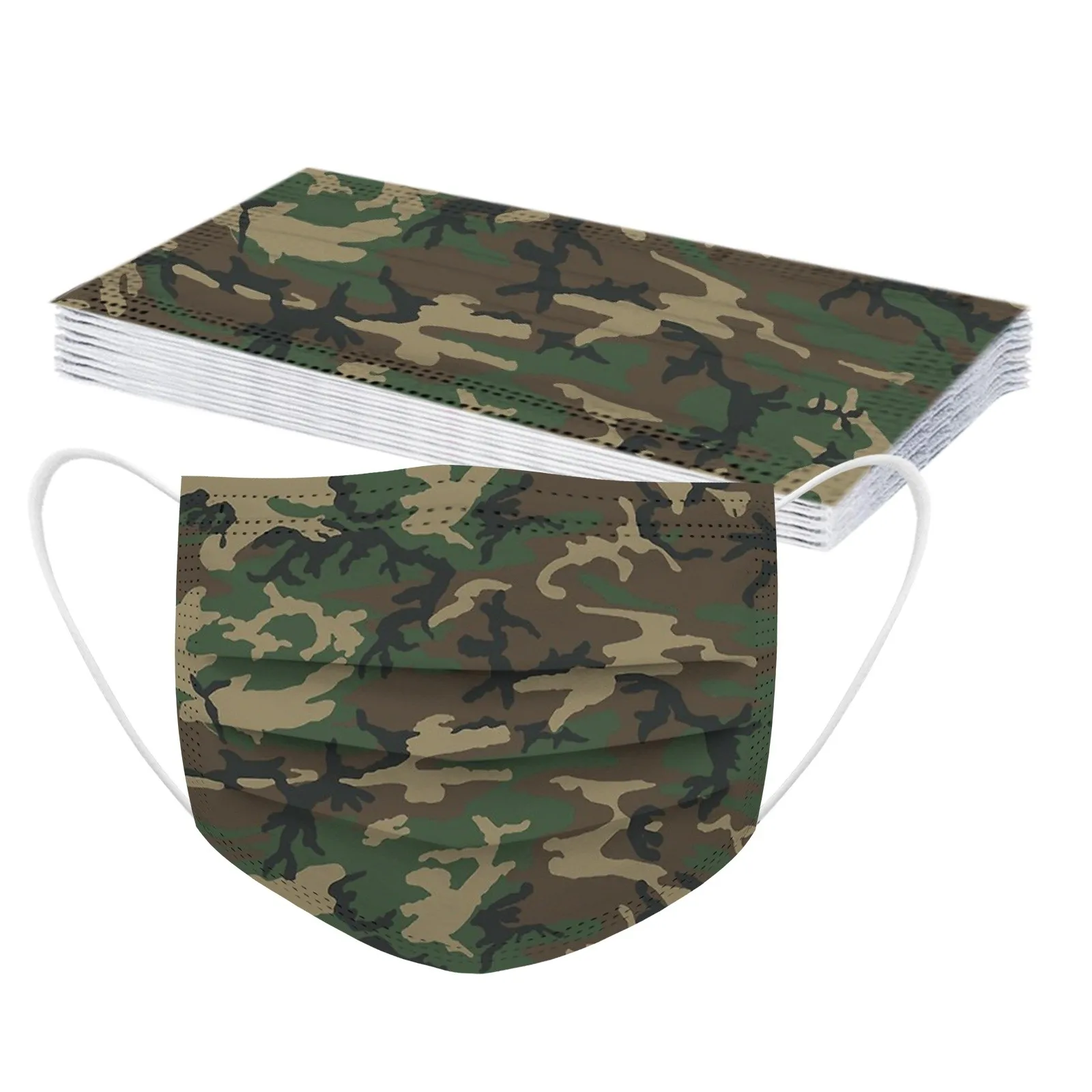 10 шт для взрослых одноразовые маски с камуфляжным принтом маска 3 слоя из