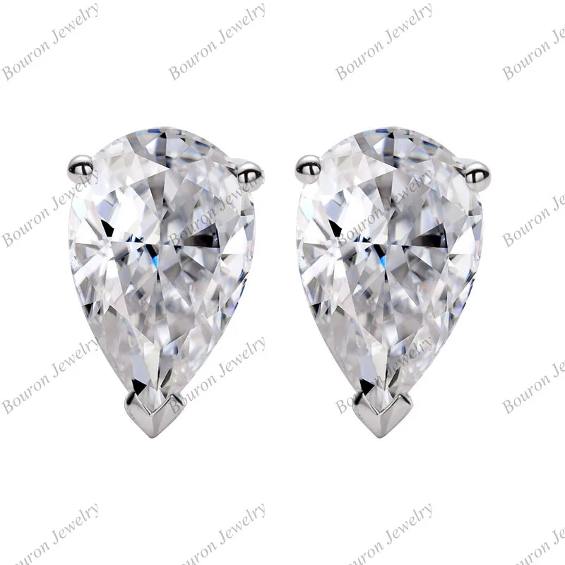 

Stud Earring White Pear Moissanite Jewelry Gift Christmas