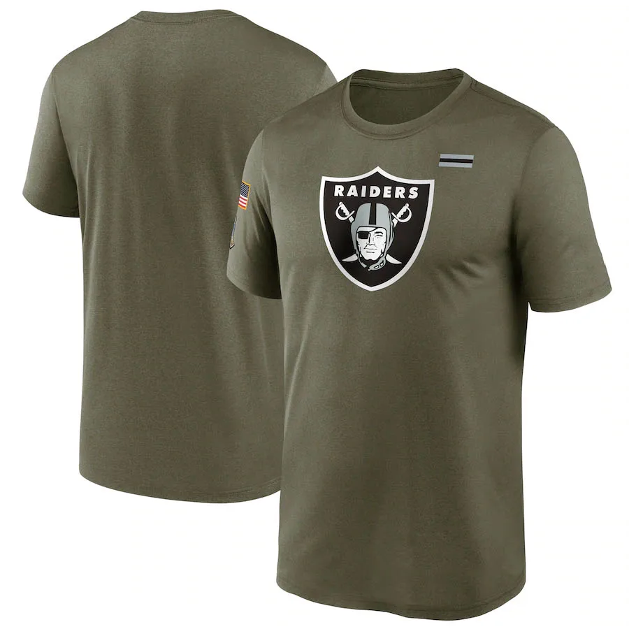 

Las Vegas Men Brand sports Olive T Shirt Raiders 2021 Salute To Service Legend Performance American football T-Shirt