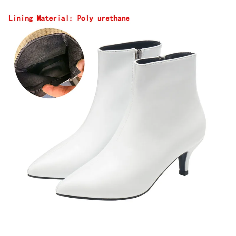 White(heels 5cm) Новые Стильные Ботинки martin с острым носком на высоком каблуке; сезон осень-зима белые ботинки кожаные ботинки женские ботинки весенняя обувь на танкетке - Цвет: White(heels 5cm)