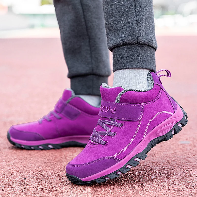 Men Boots Plush Warm Snow Women Boots Men Work Hiking Shoes Sneakers High Top Waterproof Rubber Ankle Boots Plus Size Unisex