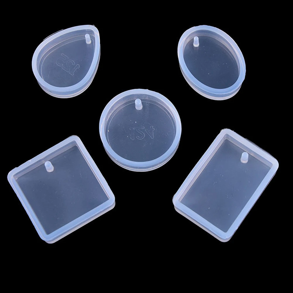 

1 Pcs 5 Shapes Silicone Resin Casting Moulds With Hanging Hole For Epoxy Resin, Jewelry Making Earring Pendant DIY Crafts