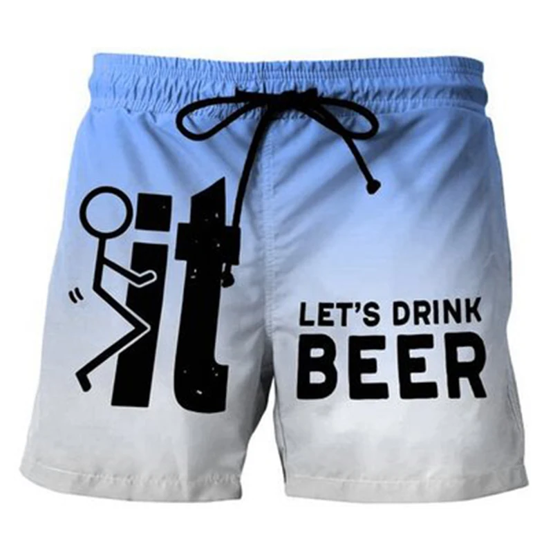 Мужские облегающие шорты Быстросохнущий купальный костюм с принтом и карманами