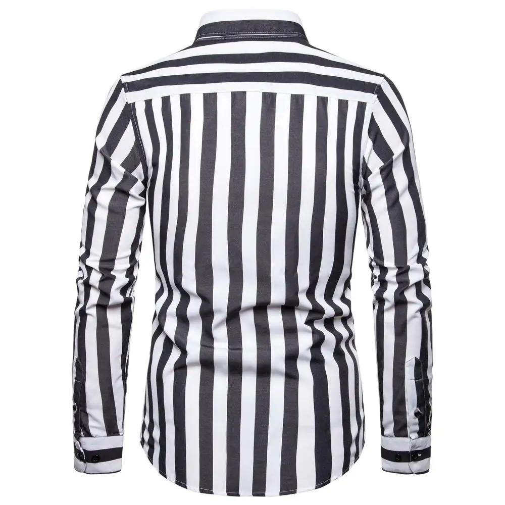 Мужские рубашки с длинным рукавом Повседневные Элегантные хлопковые мужские