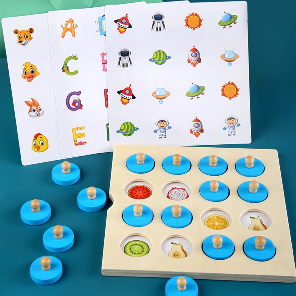 

Деревянная 3D-головоломка Монтессори, развивающая игра в шахматы с памятью, Интерактивная игрушка для детей
