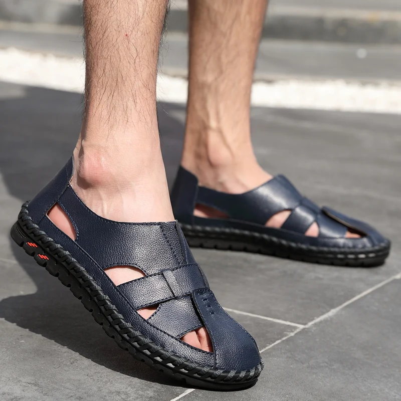 

Men Sandals Shoes Fashion Black Male Slippers Shoes Summer Beach Flats Men Casual Shoe Leisure Beach Shoes Soft Bottom