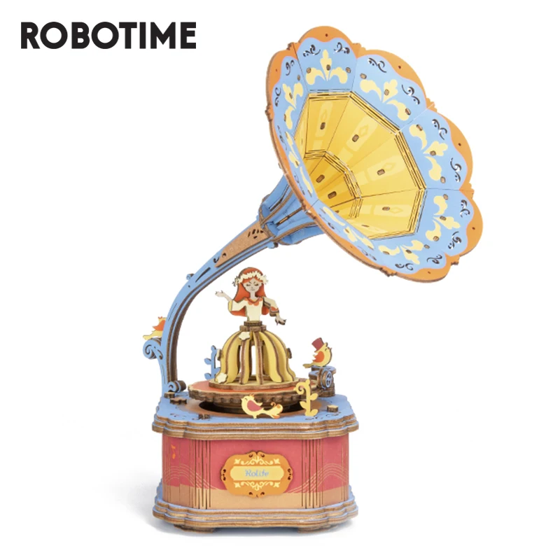 Robotime винтажная музыкальная шкатулка Gramphone деревянная Сборная модель