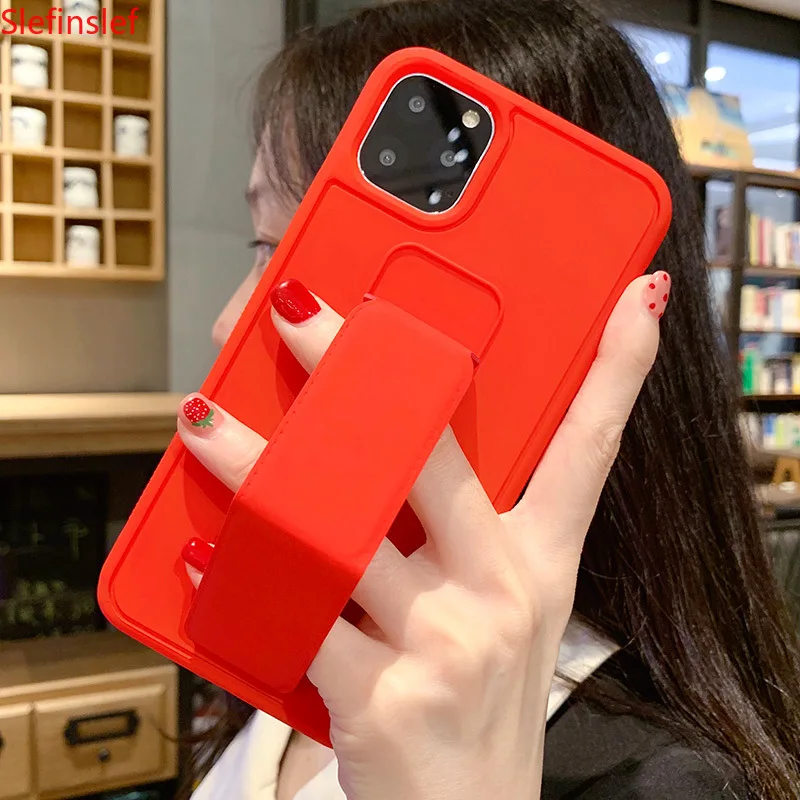 Чехол из ТПУ с ремешком на запястье для iphone 12 mini 11 Pro Max SE X XS XR 6 6S 7 8 plus матовый чехол