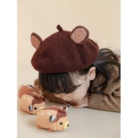 girls cute handmade wool felt ear beret spring autumn new childrens hat