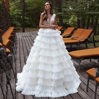 uzn elegant ball gown wedding dress sexy deep v neck sleeveless pleated beading organza bridal dress tiered rulles brides dress