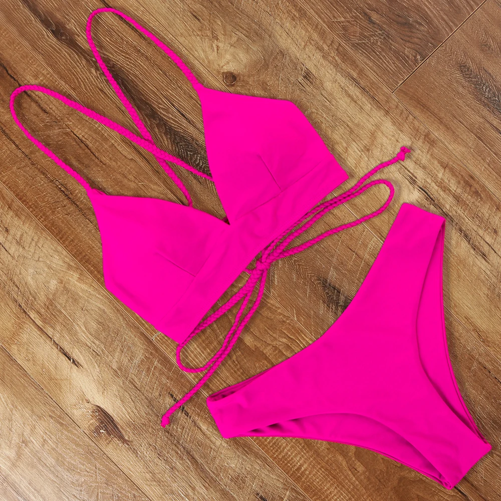 Купальник-бикини женский с высокой талией пикантный бандажный купальник