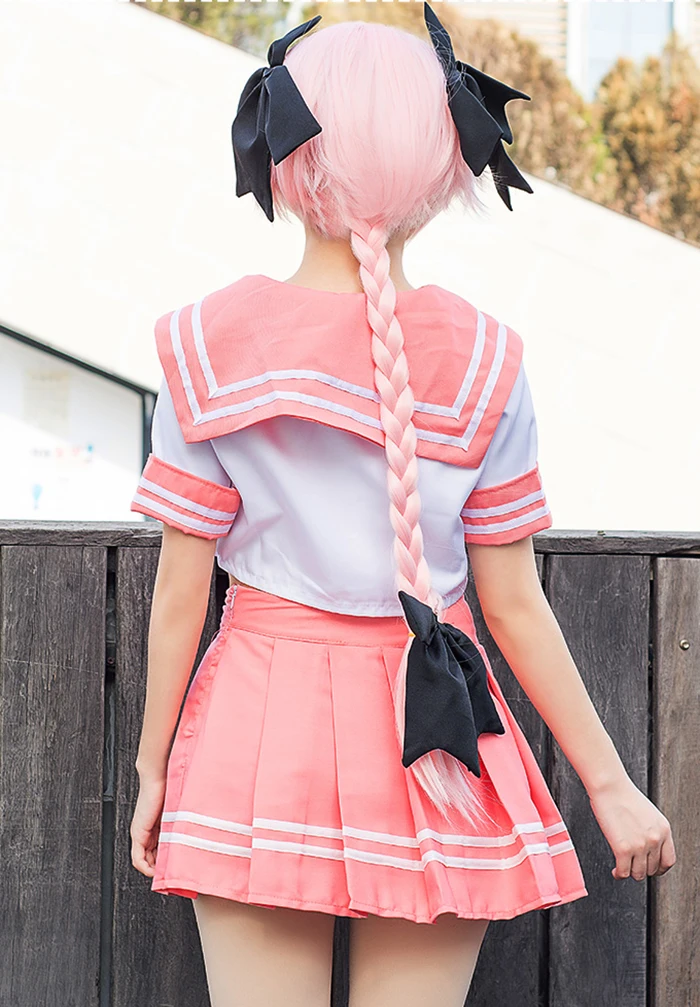 

Anime Fate/Grand Order Fate Apocrypha Rider Astolfo Cosplay JK School Uniform Sailor Suit Women Fancy Outfit Halloween Costume