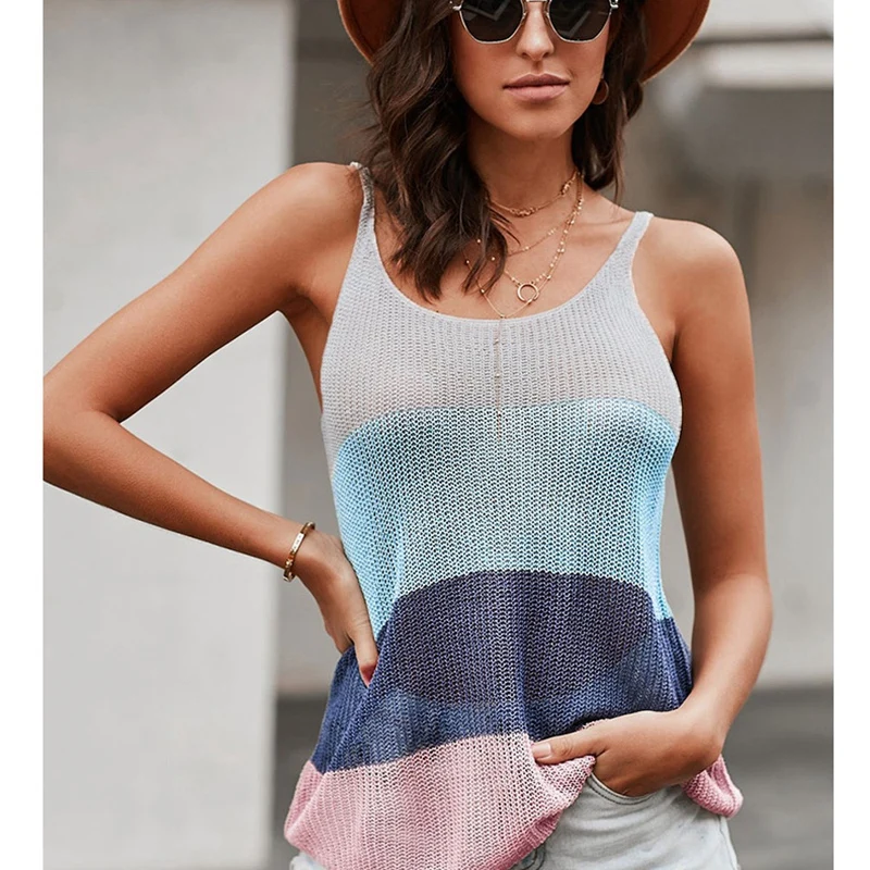 

Women's Tank Top Summer Casual Round Neck Ladies Top Tees Beach Women Tank Tops