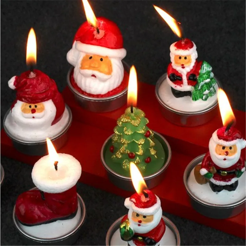 

3 pcs / 1 set Christmas Supplies Hotel Restaurant Scene Layout Christmas Decorations Christmas Candles Santa Snowman Tree