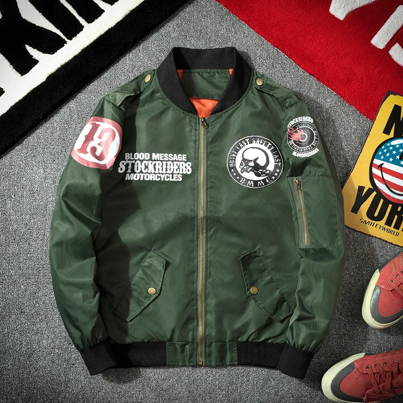 

MA-1Military Biker Bomber Jacket Men Autumn Printed Slim Fit Pilot Coat Streetwear Jackets Windbreaker Baseball Coats Clothing