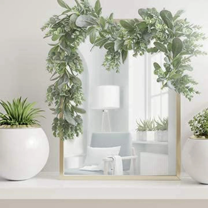 

Lambs Ear Garland Greenery and Eucalyptus Vine / 38 Inches Long/Light Colored Flocked Leaves/Soft and Drapey Wedding