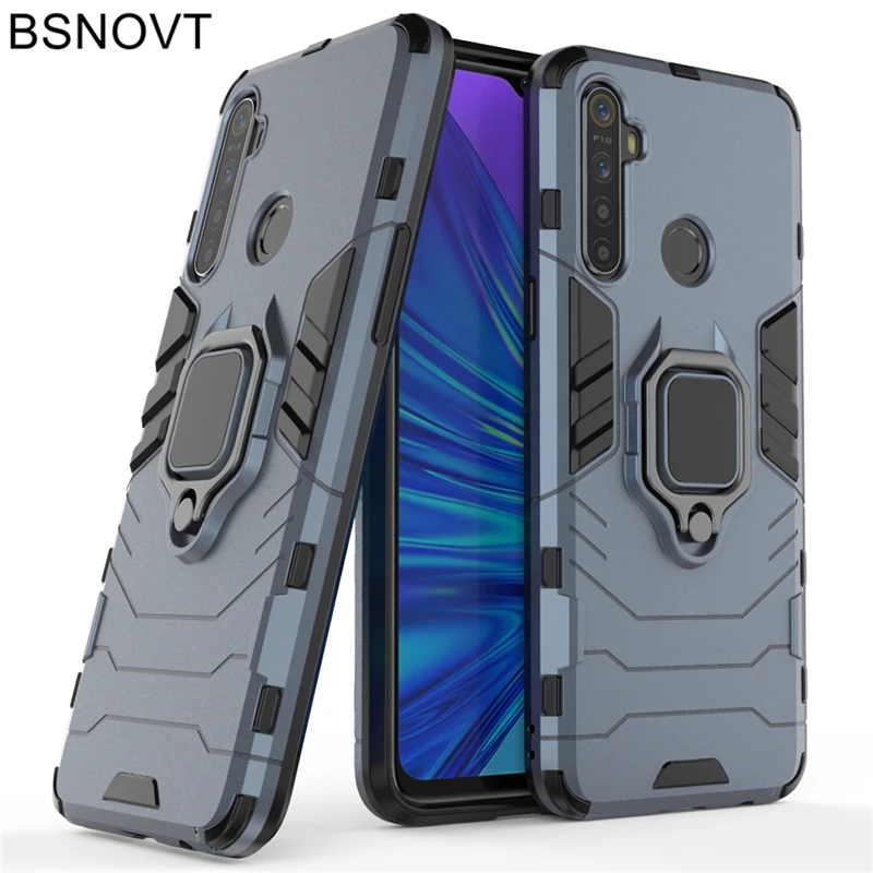 for cover oppo realme 5 case magnetic armor finger ring hard pc cover for oppo realme 5 case for oppo realme 5 6 5 inch bsnovt free global shipping