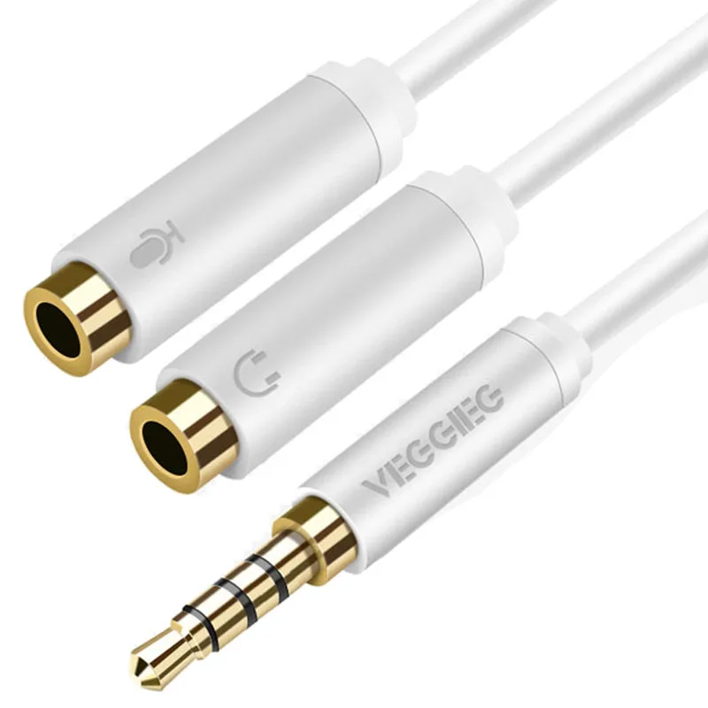 Один мужской на два Женский аудио адаптер для сотового телефона микрофон