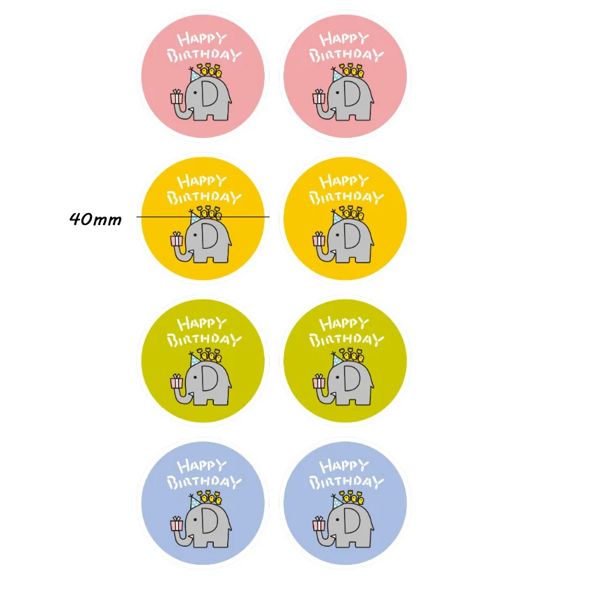 80pcs/lot Round Elephant HAPPY BIRTHDAY Sealing Sticker Seal Gifts Decorative Package Label | Дом и сад