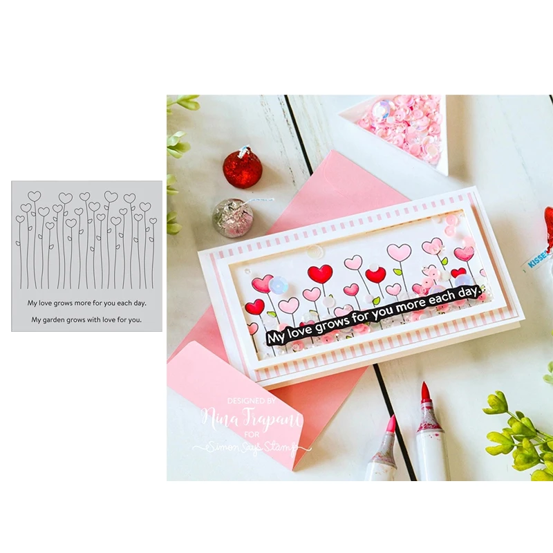 

JC 2021 New Arrival Heart Vine Leaves Clear Rubber Stamps Seals Silicone Scrapbooking Paper Card Make Craft Sheet Decor Template