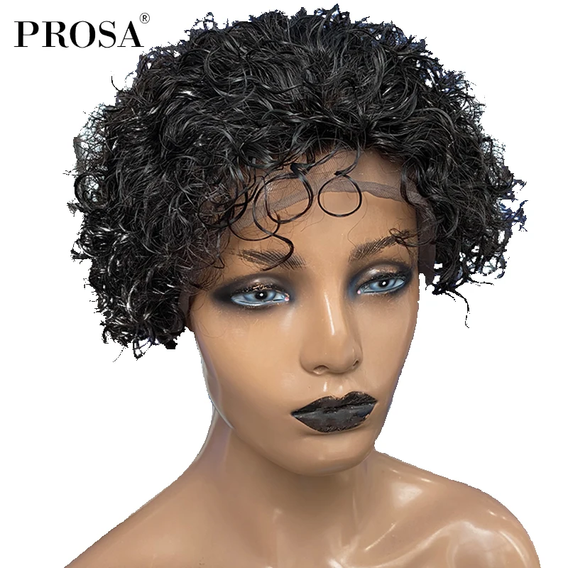 

13x4 Lace Front Human Hair Wigs Bouncy Curly Human Remy Hair Wigs For Black Women Brazilian Short Bob Wig With Top Silk Prosa