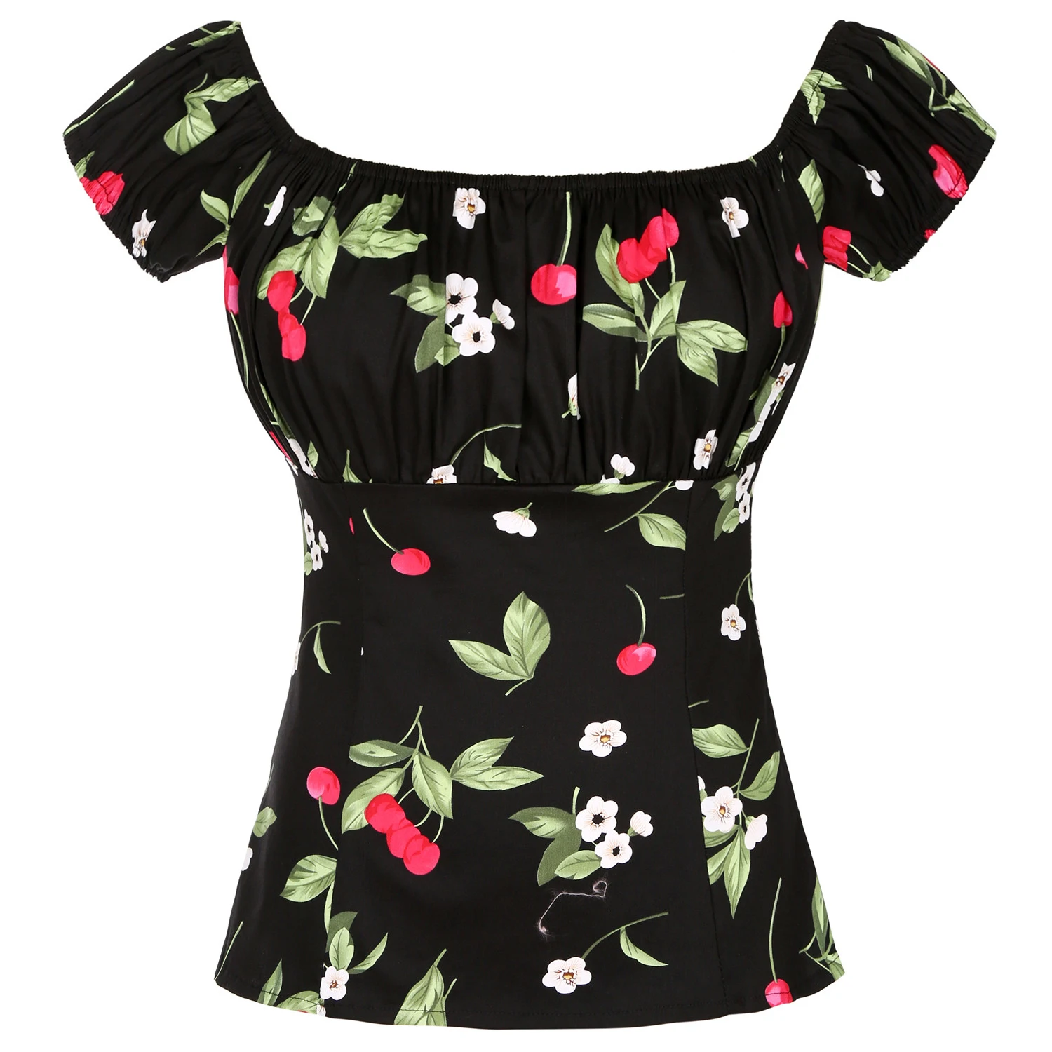 

Блузка Женская приталенная с цветочным принтом и коротким рукавом