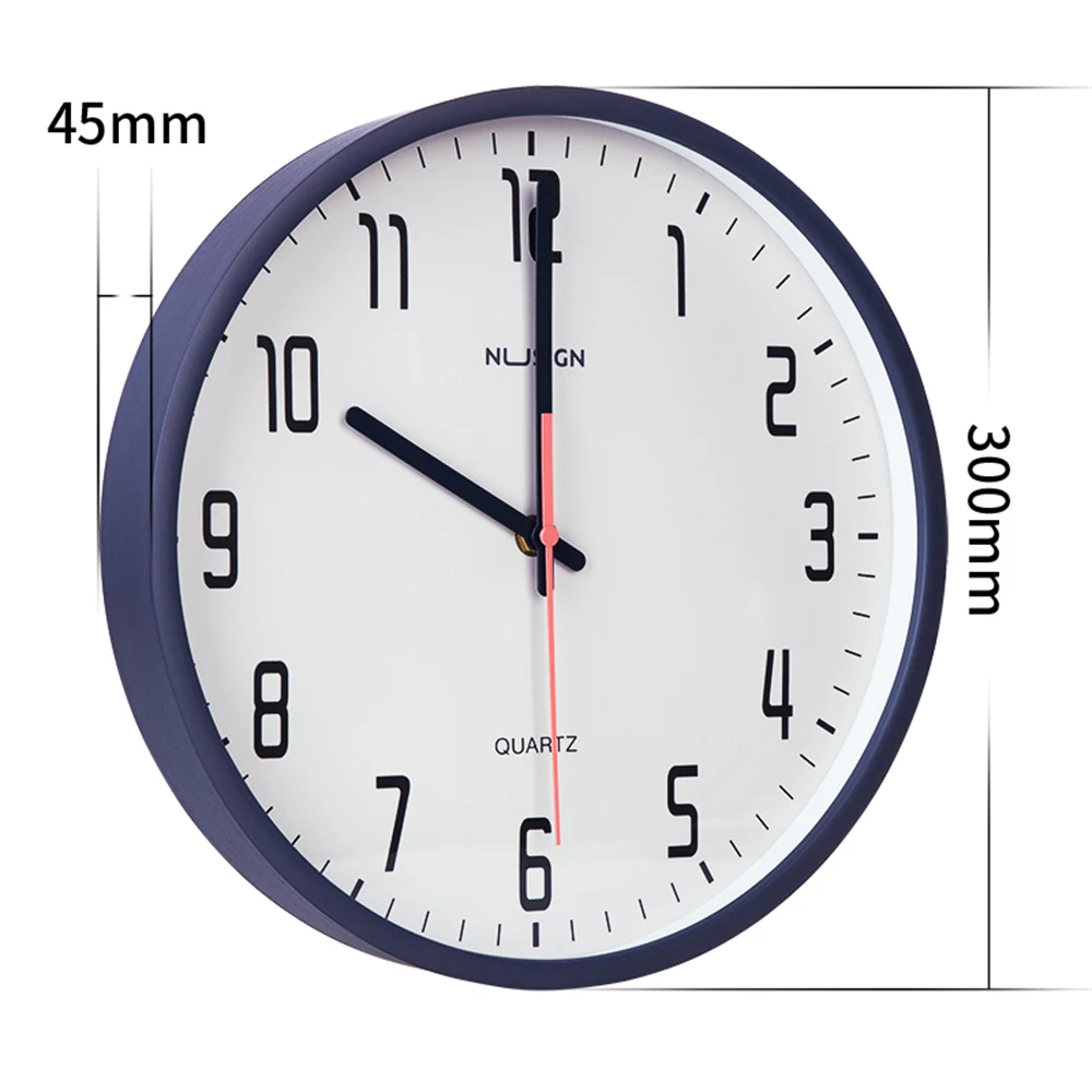 

Nusign Modern Simple Wall Clock Indoor Non-Ticking Silent Sweep Movement Wall Clock For Office Bathroom Livingroom Decorative