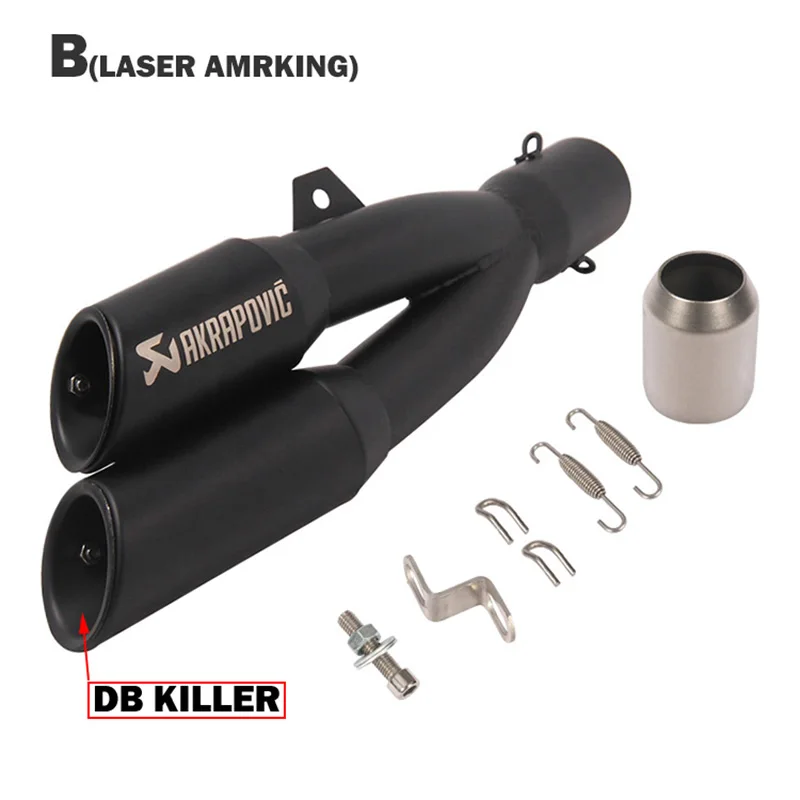 B Laser marking 51 мм на входе Универсальный мото rcycle глушитель двойной трубы Akrapovic escape moto DB killer для HONDA CB400 z250 NC700 ktm - Цвет: B Laser marking