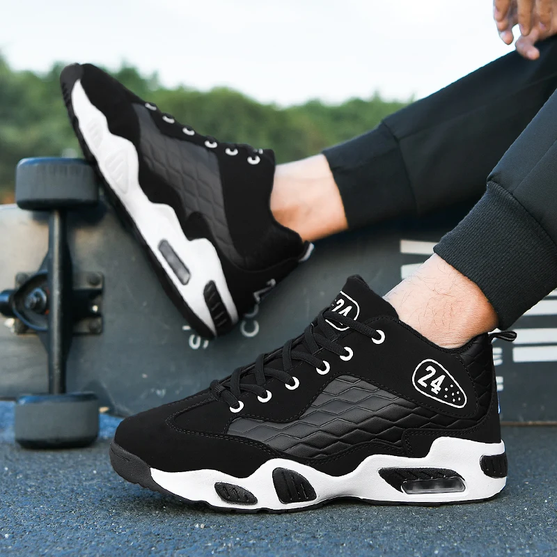Мужские кроссовки высокого качества белые и черные баскетбольные ботинки
